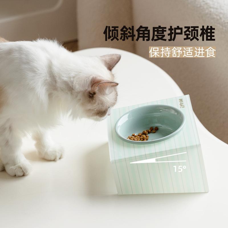 Pet Bowl Ceramic Cat  Food  Rice Bowl Tall Cat Food  Cat and Dog Drinking Bowl