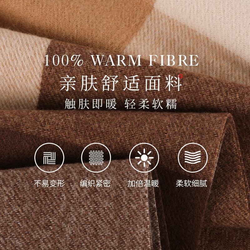 Plaid scarf winter shawl warm suit outdoor cold proof thickened knitted hat scarf gloves three-piece set