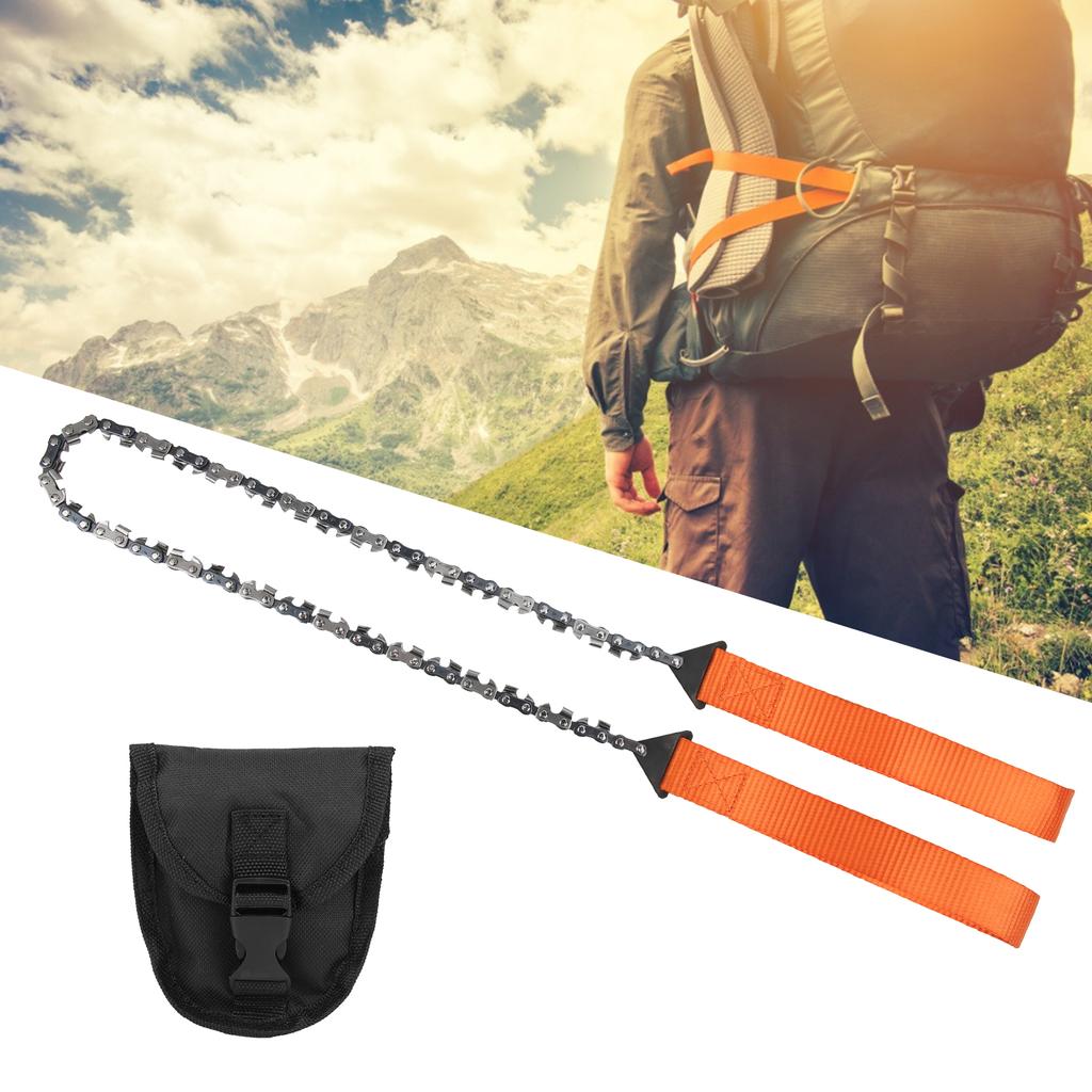 Υπαίθριο Μίνι Φορητό Χειροπρίονο Αλυσίδας Επιβίωσης 33δοντο Πριόνι Τσέπης Εργαλείο Κάμπινγκ Υλοτομίας πορτοκαλί