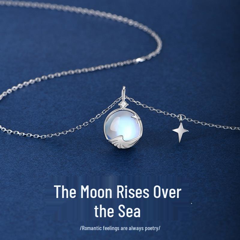 

Elegant Moonstone Necklace for Women - Pure Silver, Luxurious Niche Design, Perfect 2021 Christmas Gift 925 Silver