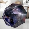 Custom Name Wednesday Theme Automatic Umbrella, Lightweight & Portable, 8 Rib, Perfect for Outdoor Travel, Birthdays, Christmas, Gifts.