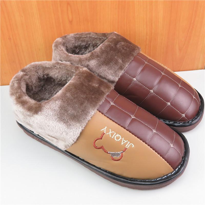 

Зимние теплые очень большие тапочки из хлопка на каблуке мужские 47 plus fat 4846 очень большие кожаные нескользящие туфли из хлопка 320 is suitable for 46-48 feet. коричневый