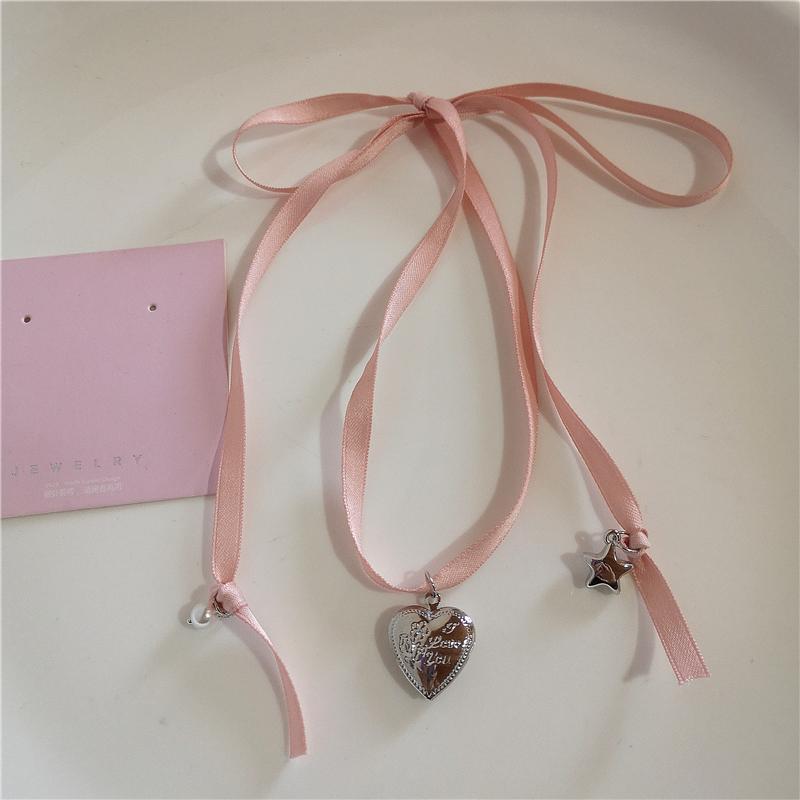 

Готический милый Y2K из нержавеющей стали с бантом в форме сердца, розовый крест, кулон из бисера, жемчуг, змея, цепочка, ожерелье для Egirl, 2000s, эмо, аксессуары