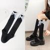 Schleife Röhrensocken Damen Frühling und Herbst Schwarz und Weiß JK Lolita Wadenstrümpfe Japanische Mädchen College-Stil Kniestrümpfe
