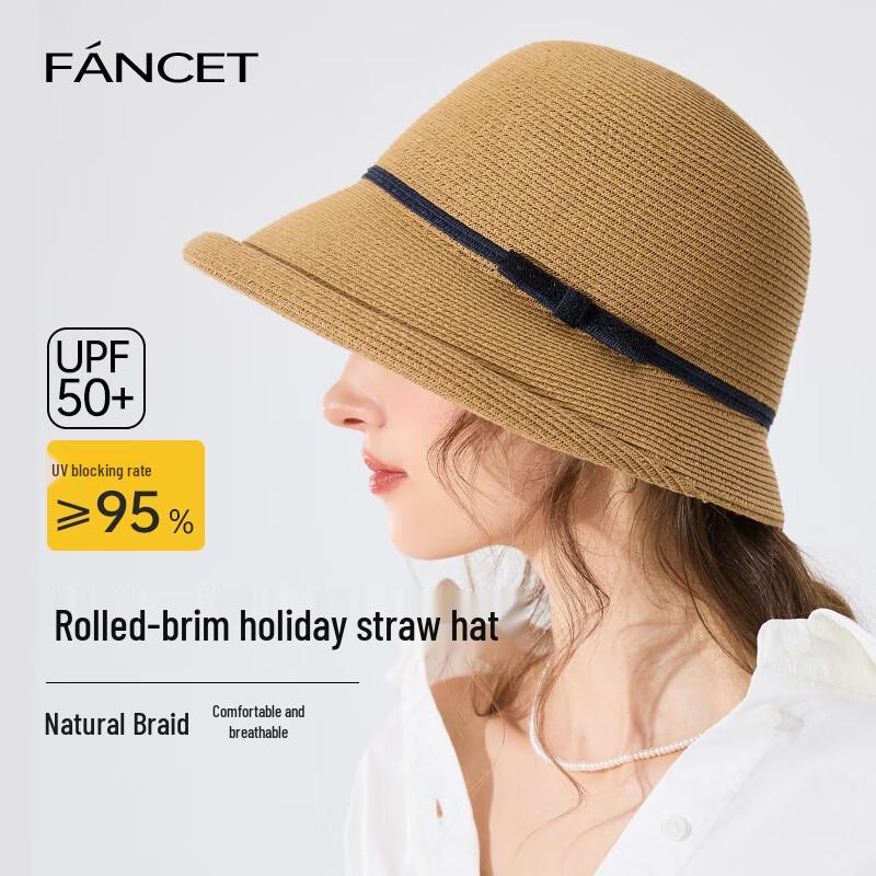 FANCET Women s Foldable French Style UV Protection Straw Hat 57cm