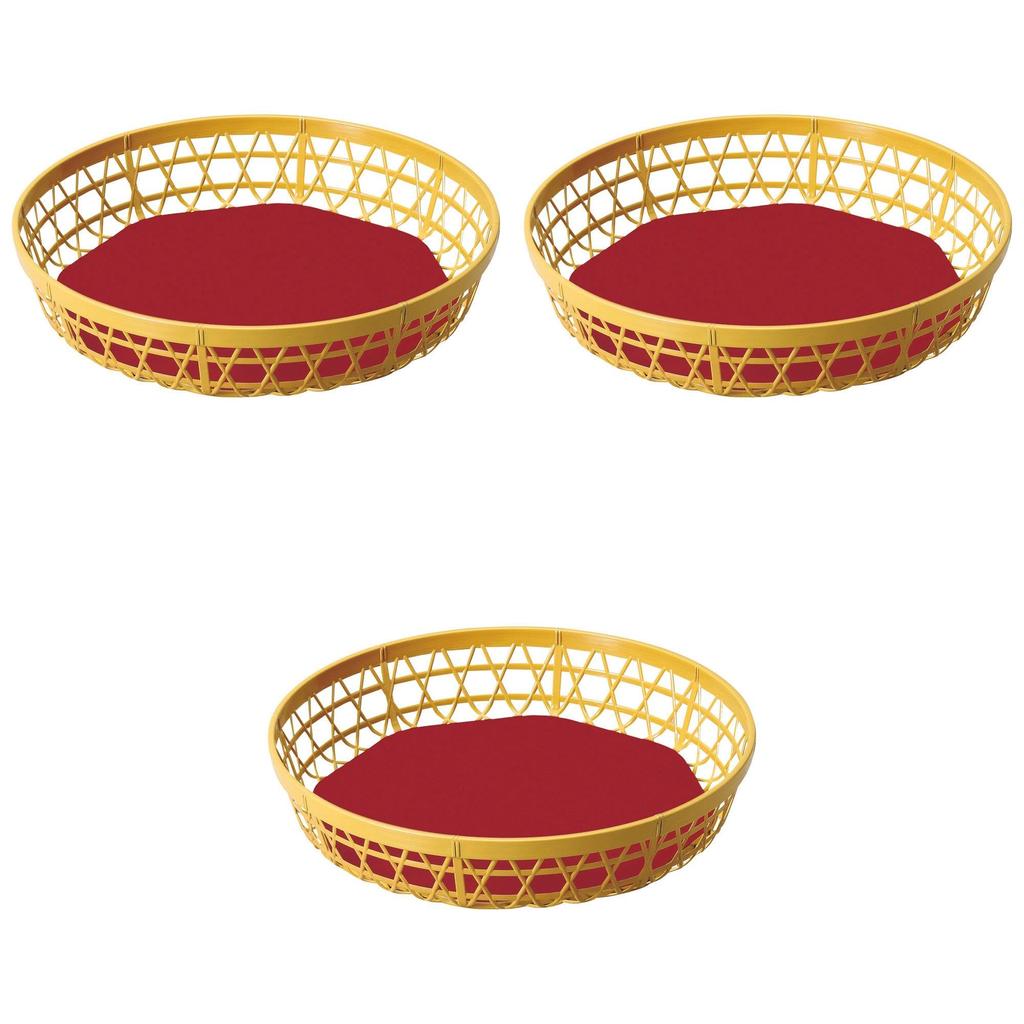 Set of 3 ABS Bamboo Cutter Round Cream with Red Interior Diameter X Inner Base X ABS Setomonohonpo [A] 10-inch Baskets, [31.3mm 6.1cm, 26.5cm 25cm]
