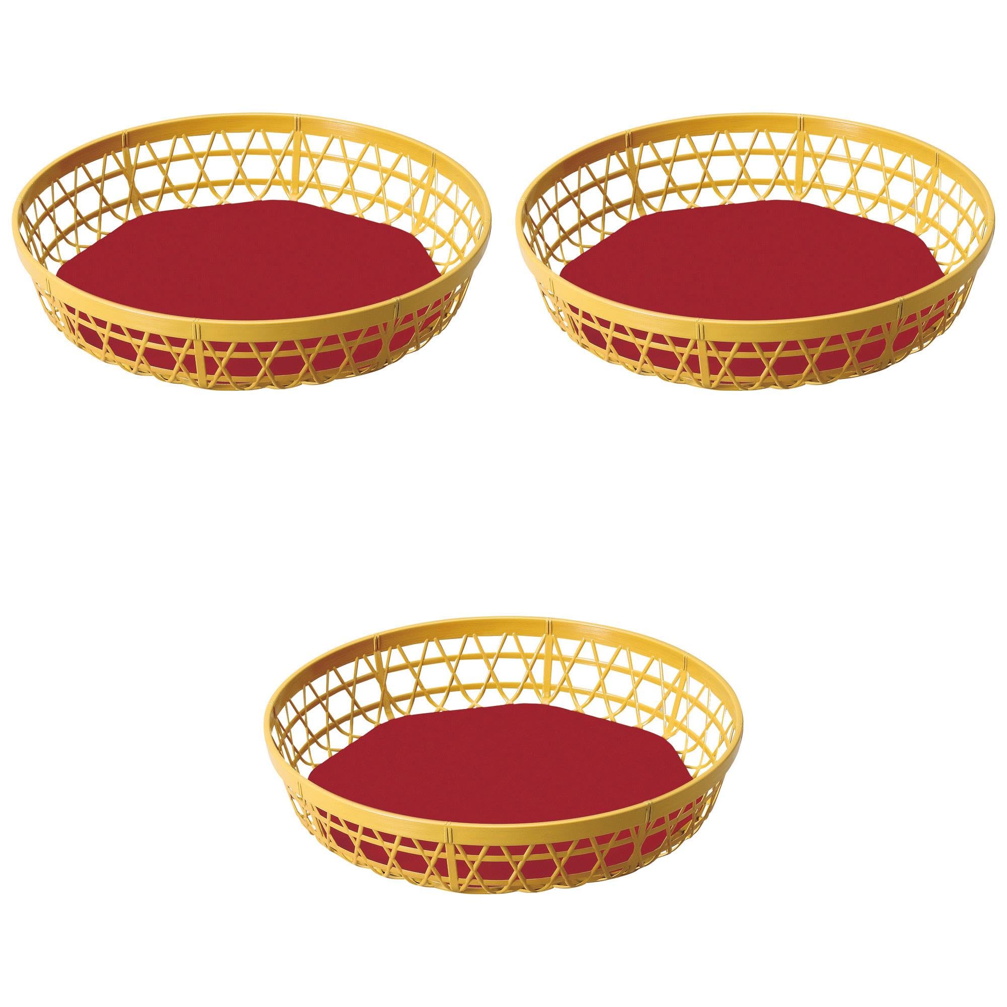 

Set of 3 ABS Bamboo Cutter Round Cream with Red Interior diameter x Inner base x ABS Setomonohonpo [A] 10-inch Baskets, [31.3mm 6.1cm, 26.5cm 25cm] кремовый