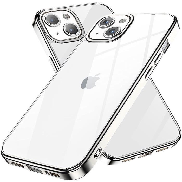 Coque - PROSHOP® - iPhone 13 mini - Silicone souple - Contour chromé - Ultra mince