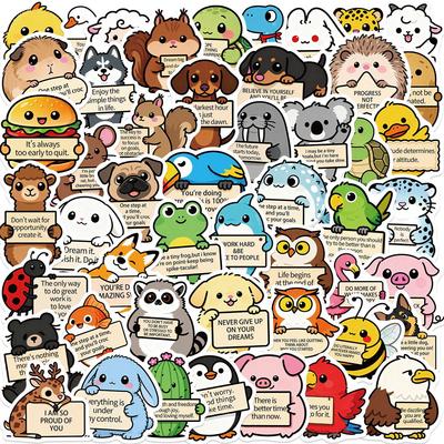 50 Sheets of Cute Animal Stickers: Inspirational, Waterproof, Self-Adhesive for Scrapbooks and Phone Cases
