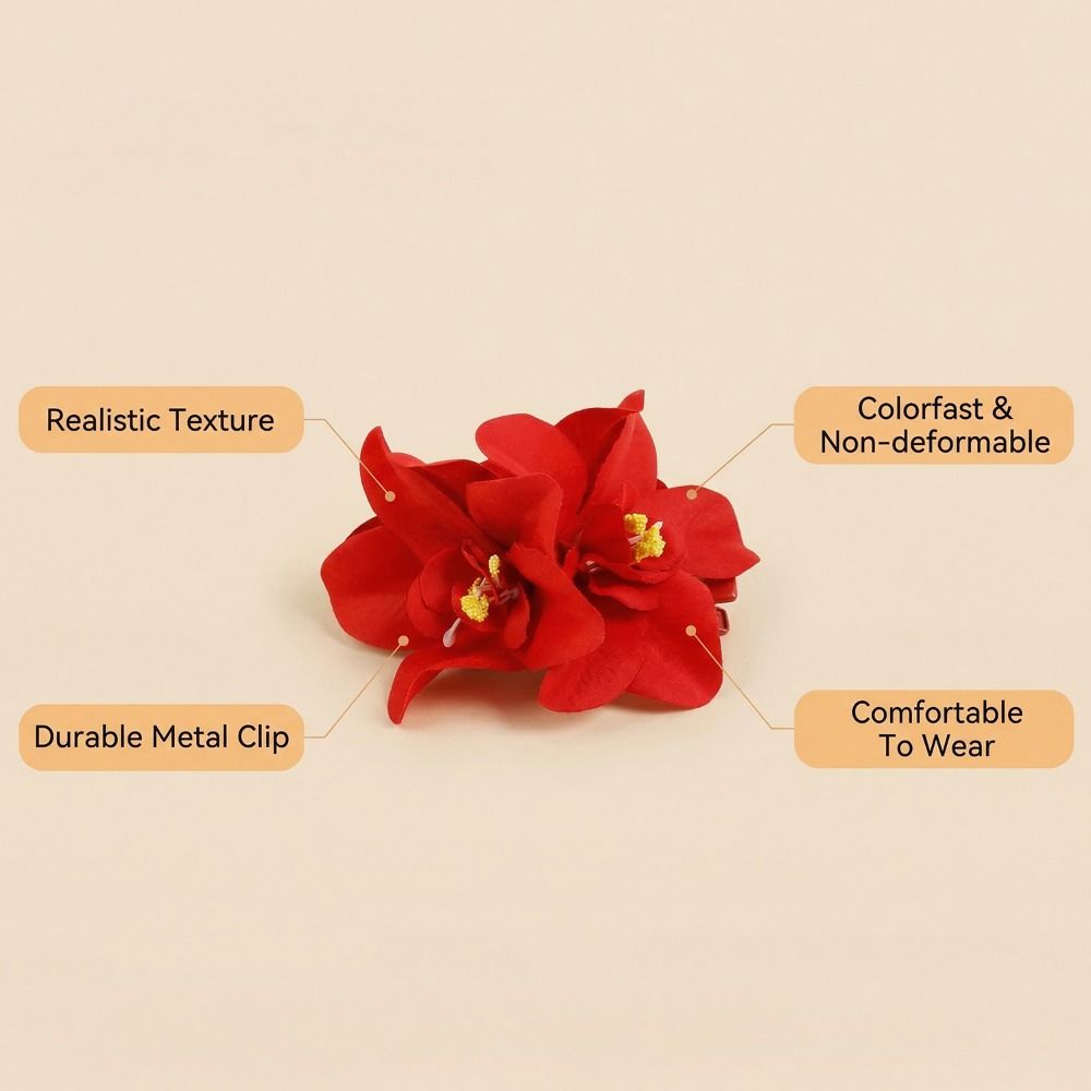 Fashion Hawaiian Flower Hair Clip Colorful 3 Orchids Hair Pins Realistic Hair Accessories for Beach Vacation Party