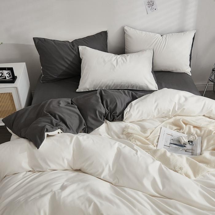 Premium Solid Color Double Panel Bed Sheet Set, 4-piece Luxury Bedding Set, Breathable Bed Sheet Set for Family Hotel Bedroom
