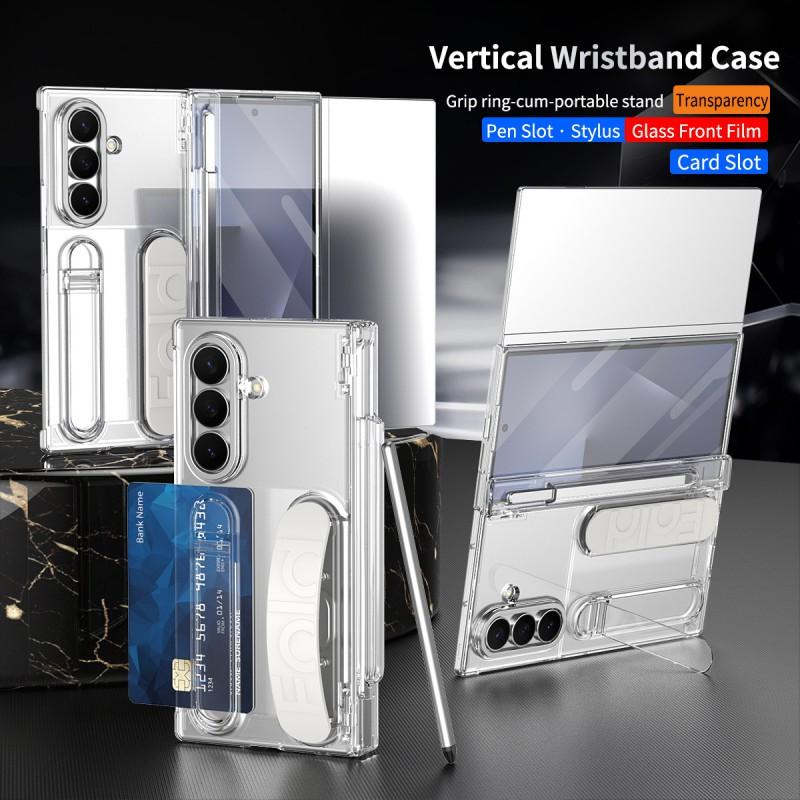 TriFold Phone Case With Wrist Strap Card Slot Stylus Holder Shockproof PC Cover Z Fold Series