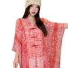 White cashew flower sunscreen shawl women's disc buckle long ethnic style travel photo thin beach scarf silk scarf