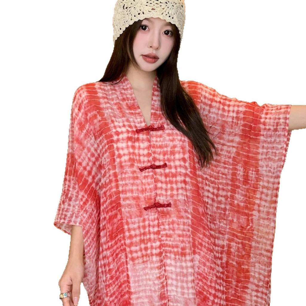 White cashew flower sunscreen shawl women's disc buckle long ethnic style travel photo thin beach scarf silk scarf