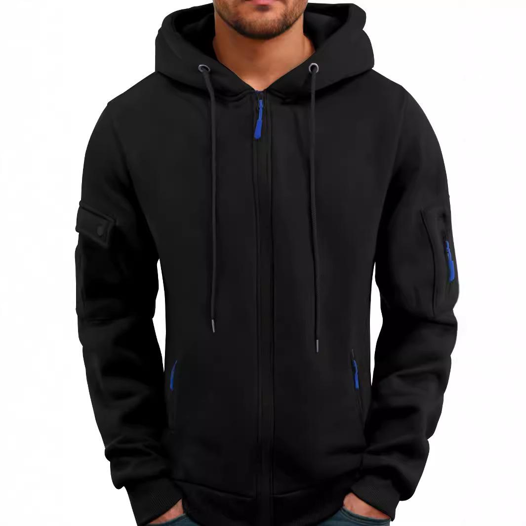 

Чоловіча зимова толстовка-пуловер великого розміру, повсякденна толстовка з довгим рукавом, однотонна толстовка на блискавці S