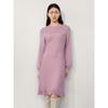 JIU ZI ANNAKOU Women's Elegant Round Neck Pleated Sweater Dress