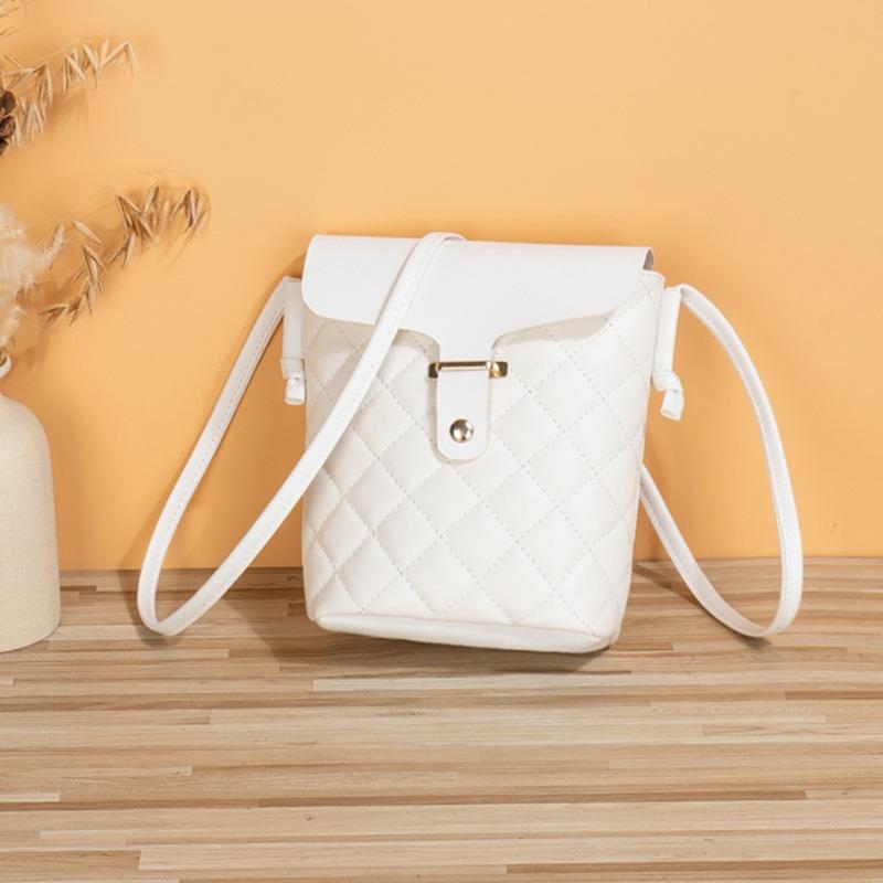 New simple casual rhombus embroidered oblique span mobile phone bag fashionable old flower contrasting color shoulder bag