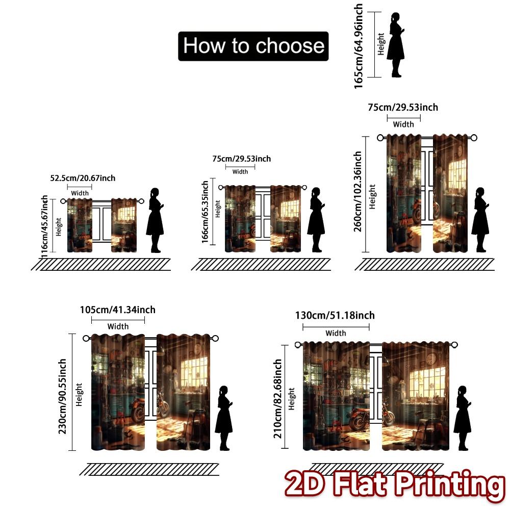 2pcs   2D FLAT PRINTING Curtains (Without Rod) Garage Haven Popular Minimalist Curtains Durable Polyester Curtains Gifts Perfect
