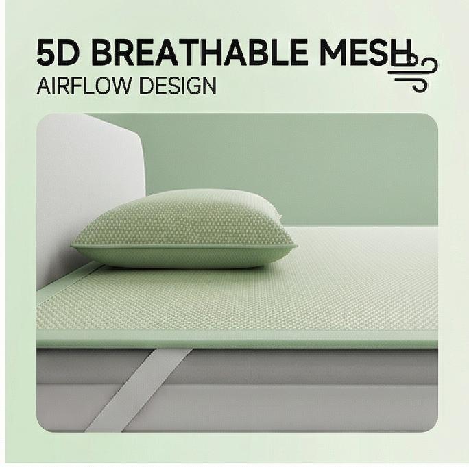 Summer Cooling Ice Vine Bed Mat, Foldable Soft Fabric, for Bedroom, Single Bed, with Pillowcases