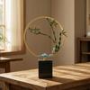 Bamboo Ornament with Marble Base Gold-Toned Decor Slim for Entryway, Hotel Lobby