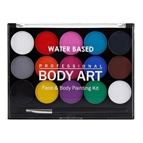 15 Colors Artist Washable Kids Face Watercolor Paint Solid Pigment Makeup Tool