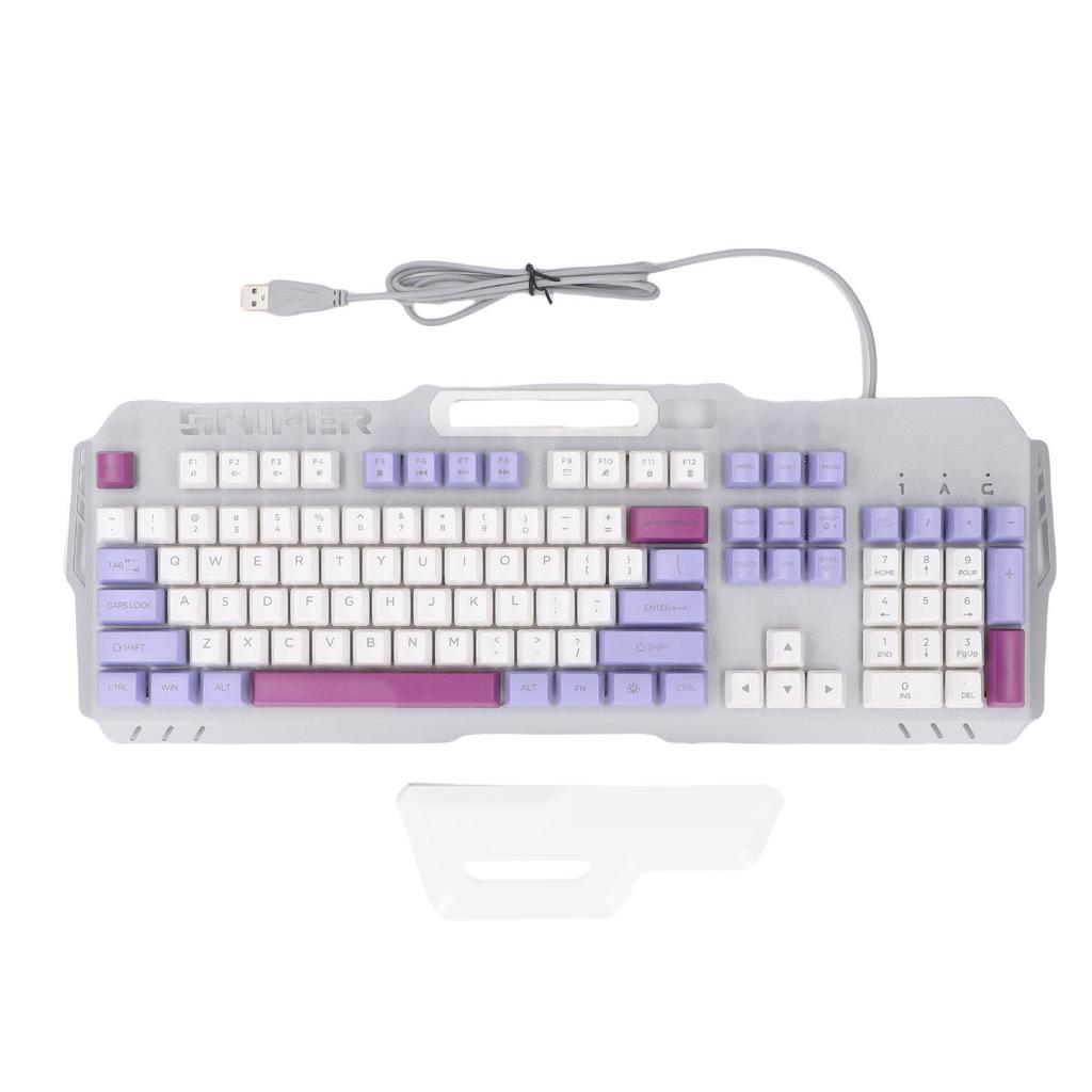 Mechanical Feeling Keyboard 104 Keys Colorful Light Up USB Wired Computer Keyboard with Wrist Rest Spill Resist Triple