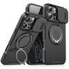 Funda Magnética de Lujo Resistente para iPhone 17 16 15 14 13 12 11 Pro Max Plus con Soporte y Protección Deslizante para la Cámara, Cubierta de PC
