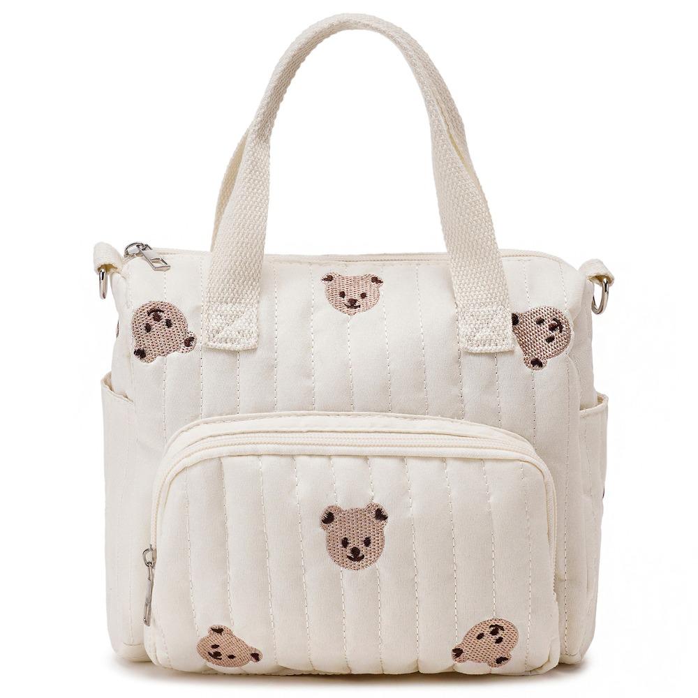 Embroidery Baby Diaper Organizer Korean Style Quilted Embroidered Shoulder Bag Mummy Bag  Outdoor
