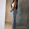 High-Waisted Wide-Leg Denim Pants With Rhinestone Embellishment Streetwear Loose Fit Straight Cut Dragging Length
