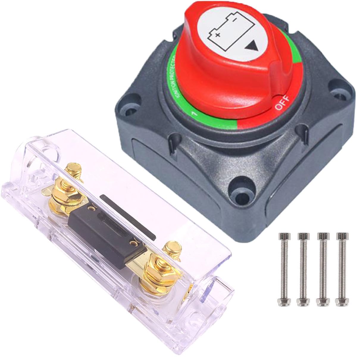 

SALUDABLE Kill Switch Disconnect Switch, -48V, 170A, Fuse Holder (100A) 100A