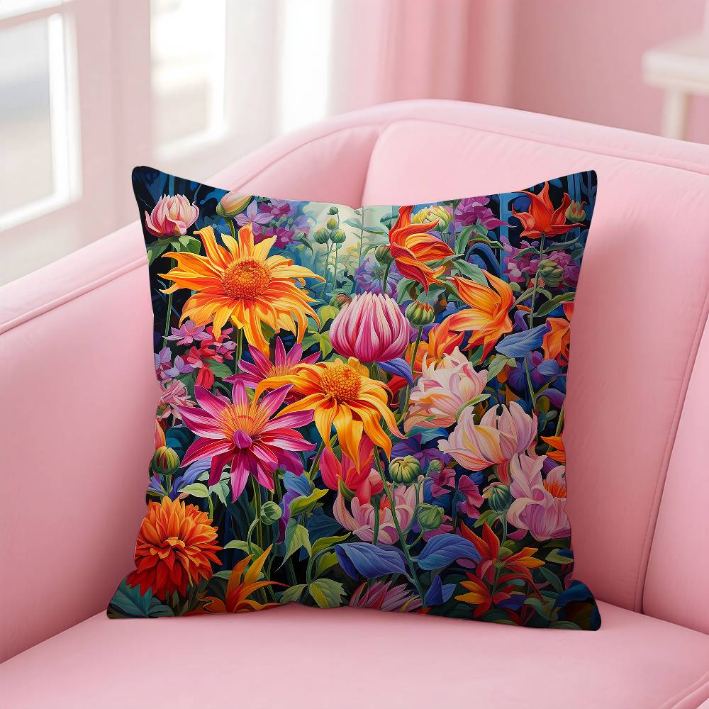 Stunning Colorful Floral Pillow Case Pattern Printing Pillowcase Living Room Sofa Cushion Cover Bedroom Room Decor
