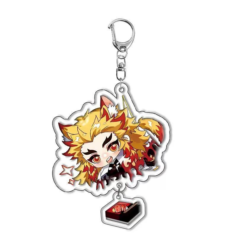 Keychain Pendant Anime Demon Slayer Kimetsu No Yaiba Kamado Tanjirou Double Sided HD Bag Pendant Gift For Fans Cosplay Props Jewelry Gift