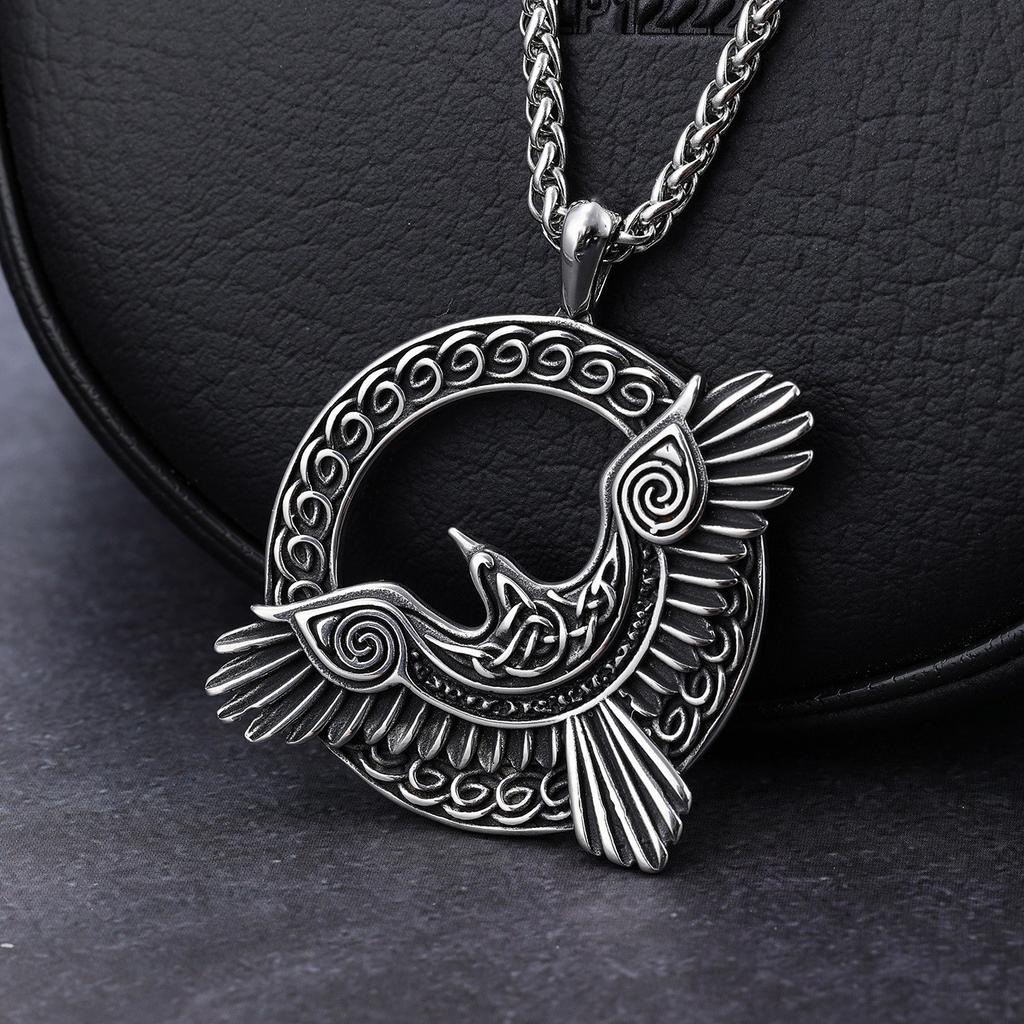 Vintage Nordic Rune Eagle Pendant Charm Men's Necklace Fashion Hip Hop Punk Accessories Jewelry Gift Dropship