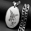 Archangel St.Michael Protect Us Oval Medal Pendant Necklace for Women Men Stainless Steel Gold Color Saint Michael Chain Jewelry