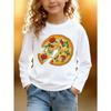 European sizes Kids' Long Sleeve Top, Fashionable Round Neck Sweatshirt with Fun Pizza Print, Cute Top for Casual Daily Wear, Ideal Gift for Kids