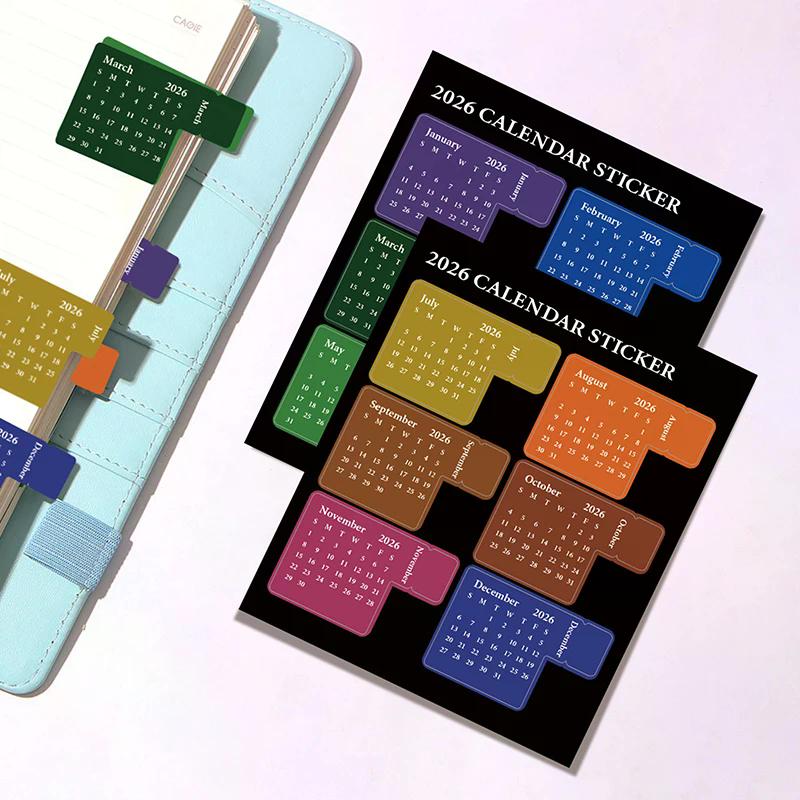 NEW DIY 2026 Calendar Stickers Multi-functional Colorful Planner Stickers Removable Durable Bookmark Office