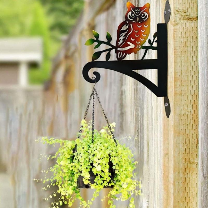 Decorative Iron Owl Themed Wall Mounted Hook Plant Hangers Bracket For Flower Pots Bird Feeder Wind Chime And Lanterns