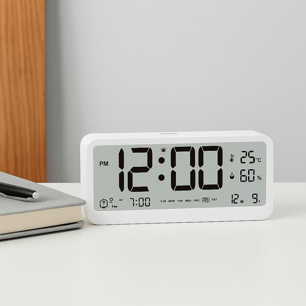 Intelligent Electronic Digital Alarm Clock LED Large Screen Rectangular Temperature and Humidity Smart Clock