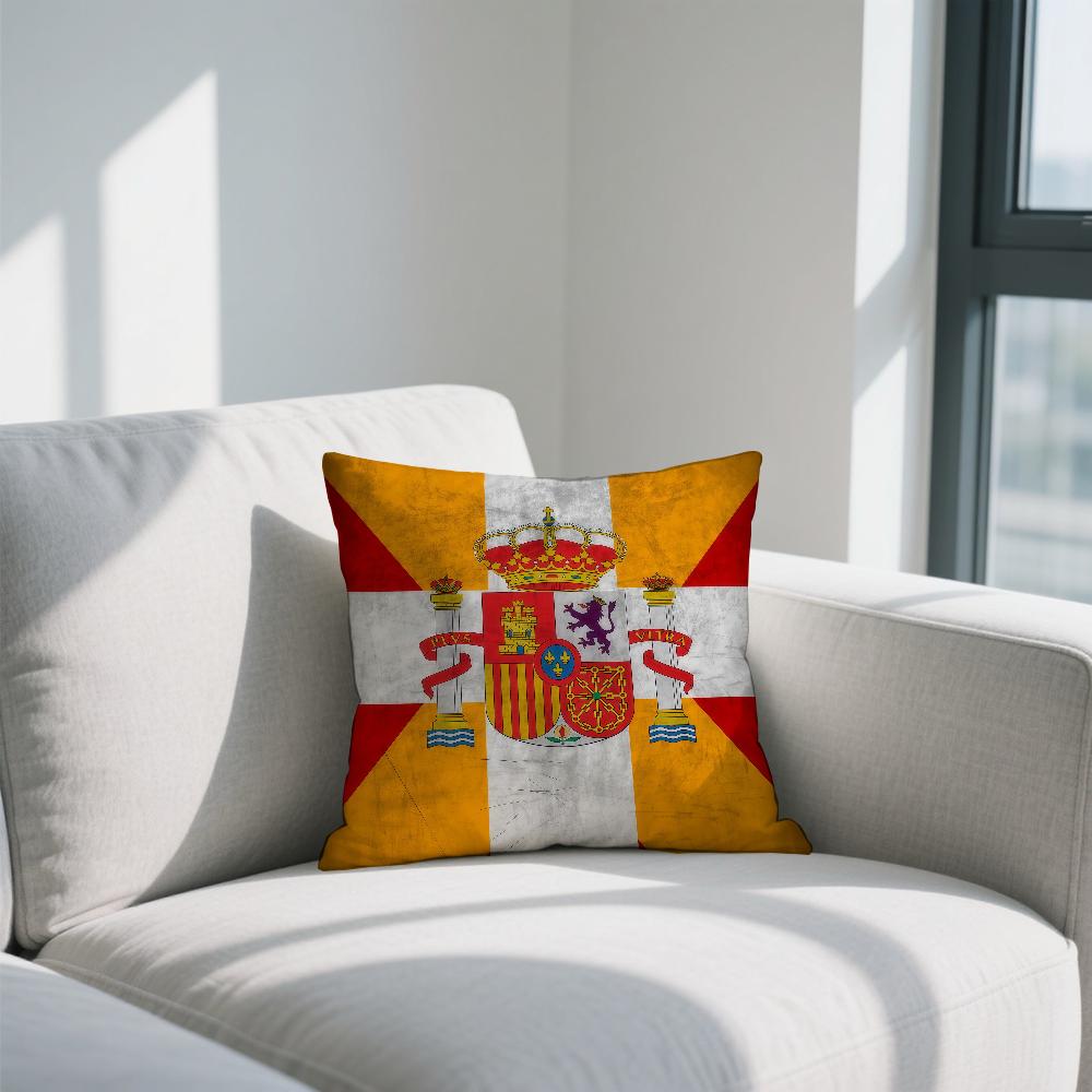 S-Spain Flag Cool cushion cover Double Sided Printed Polyester Pillowcase Pattern Decorative Zipper Cushion Cover