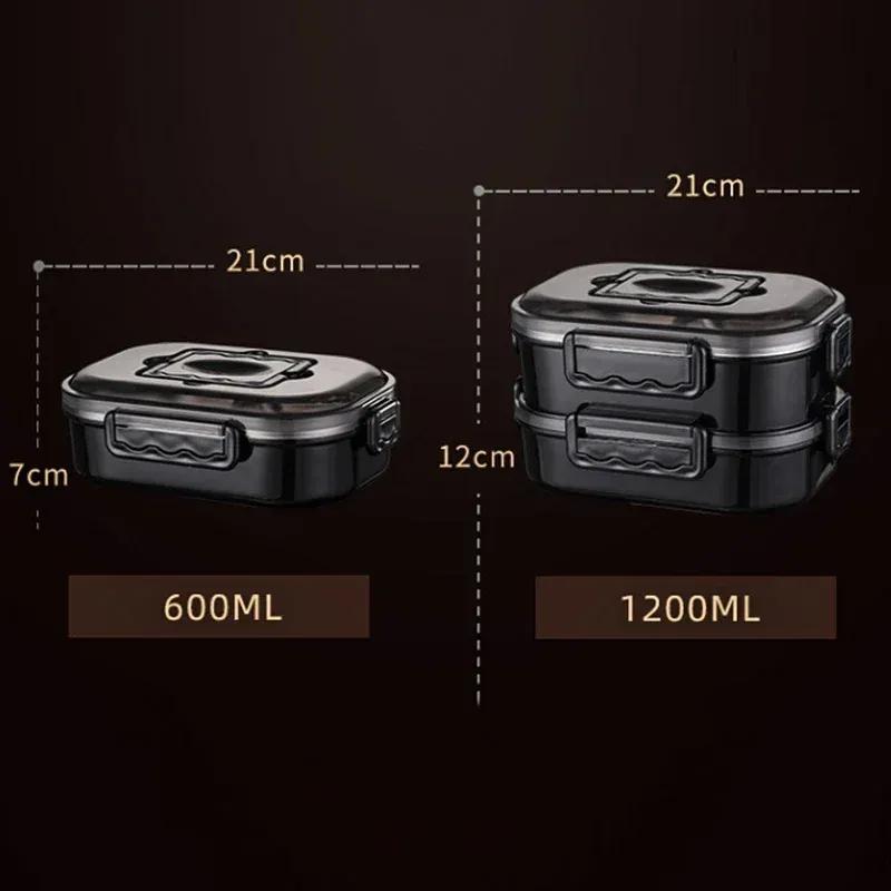 2024 Stainless Steel Lunch Box Portable Business Simple Compartment Bento Box Kitchen Leakproof Food Containers for Men Fitness Meal