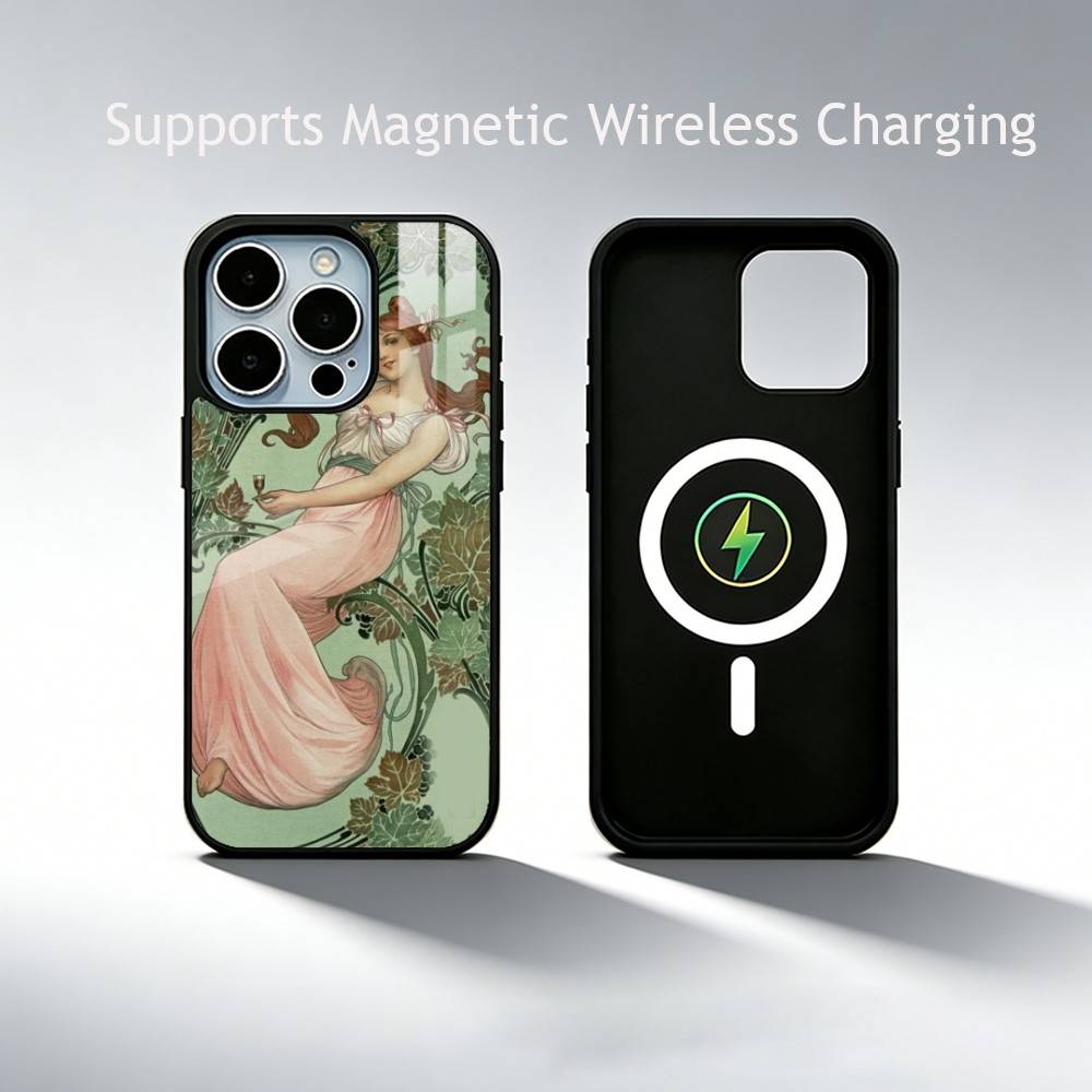 ART Alphonse Mucha Phone Case For iPhone17,16,15,14,13,12,11 Plus,Pro Supports Magnetic Wireless Charging iPhone12PRO