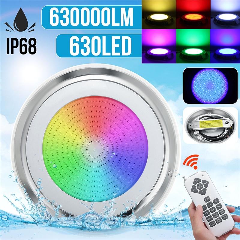 

65W DC12V 50-60Hz 630SMD RGB Swimming Pool LED Lamp IP68 Waterproof Underwater Spotlight Remote Control Pond Lights Fountain Lighting разноцветный