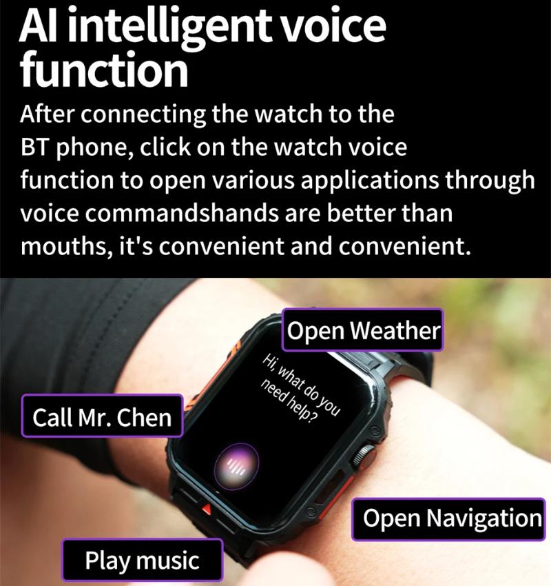 2025 New 1.95 Outdoor Military Man Smart Watch Men Bluetooth Call Smartwatch Men For Android IOS IP68 Waterproof Ftiness Watches