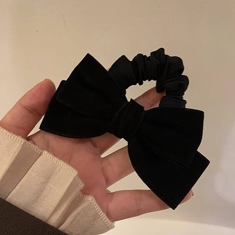 Élégant Chouchou Bandeau Nœud en Velours Noir - Style Doux Couleur Unie Accessoire Anneau à Cheveux pour Femmes, Adolescentes, Rentrée Scolaire