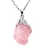 Natürlicher Amethyst Rosenquarz Rohstein Anhänger Unregelmäßig Chakra Heilstein Silberrand Halskette Damen Geburtstagsgeschenk