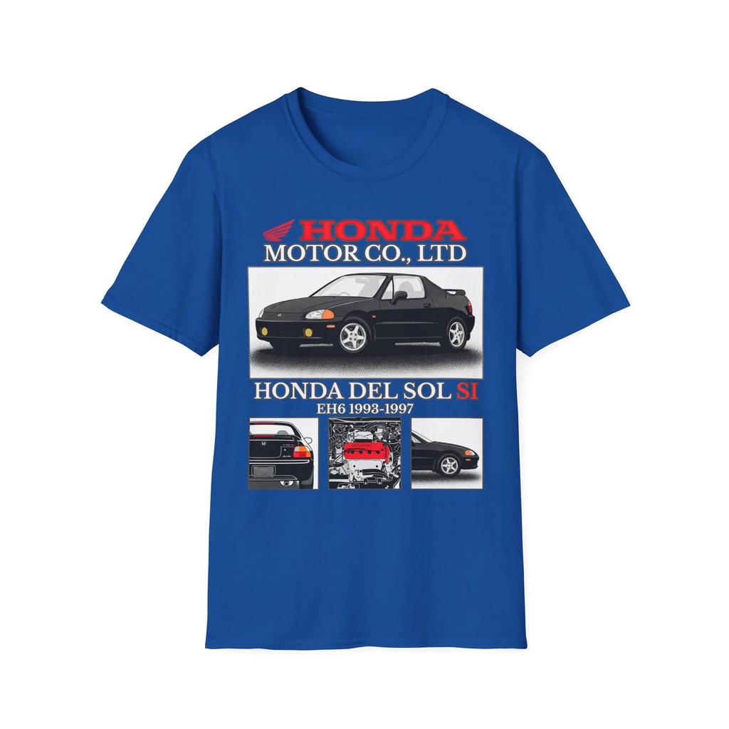 Honda Mens and Womens Tshirt Del Sol Si EH6 19931997 JDM Tee Summer Cotton Shortsleeved Spring and Autumn Motorcycle Top