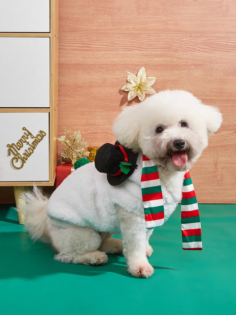 Weihnachts-Cosplay Hunde Schneemann Hoodies mit Schal Mütze Sweatshirts für Hund Katze Weiche und dehnbare Shirts Weihnachts-Hunde-Pyjama Kostüm