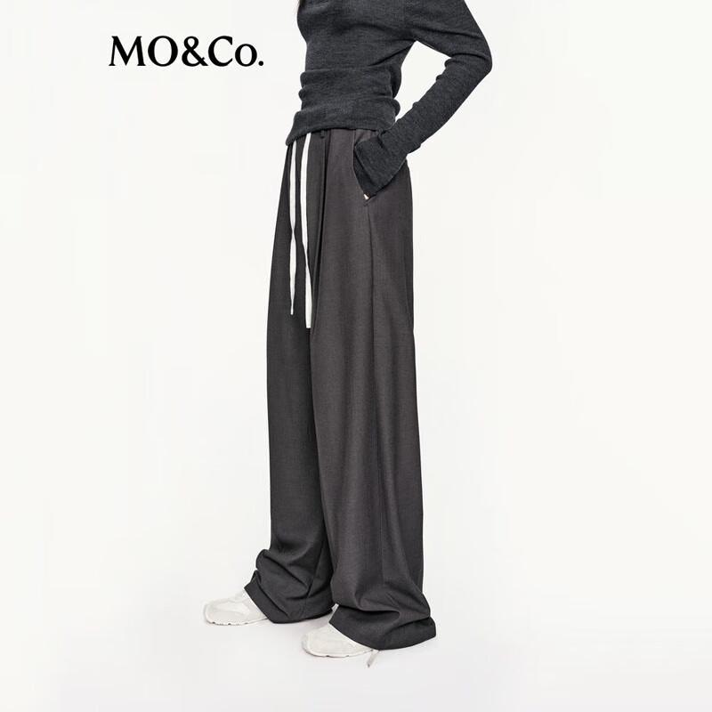 MO&Co. Drawstring High-Waist Straight-Leg Trousers