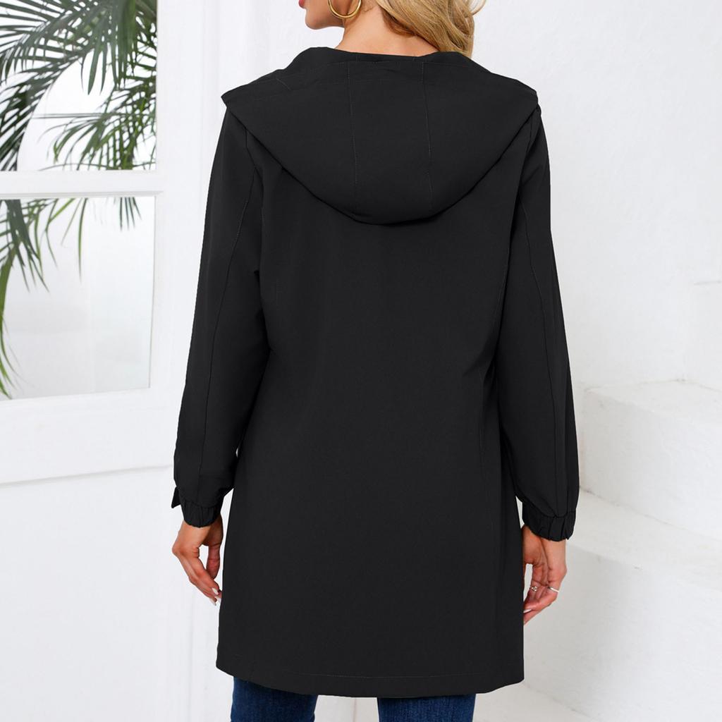 Dámská móda Jednobarevné Outdoorové Sportovní Nepromokavá Větrovka S kapucí Dlouhý rukáv Volný Ležérní Větruodolná bunda