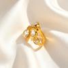 Luxury Shiny Zircon Stainless Steel Open Ring, Exquisite Chic Gold Plated Ring for Women, Fashion Exquisite Jewelry Gift